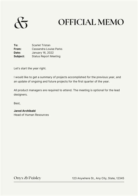 Memorandum Report Template