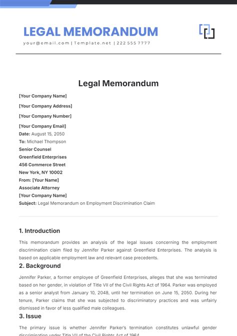 Memorandum Template Example