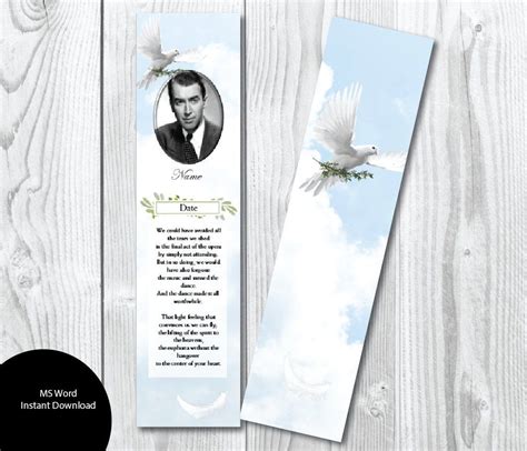 Memorial Bookmark Template