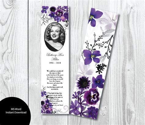 Memorial Bookmark Template Word