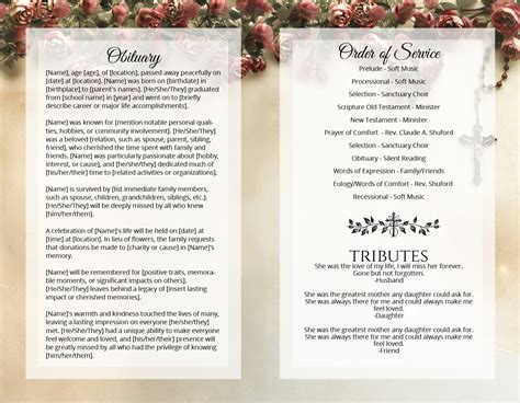 Memorial Mass Program Template