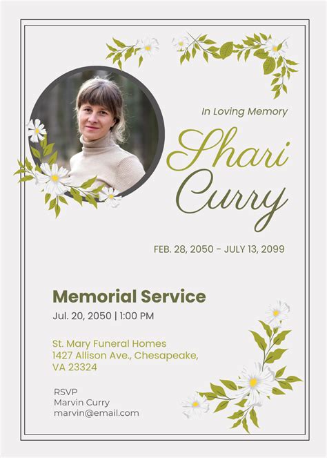 Memorial Service Invitation Template