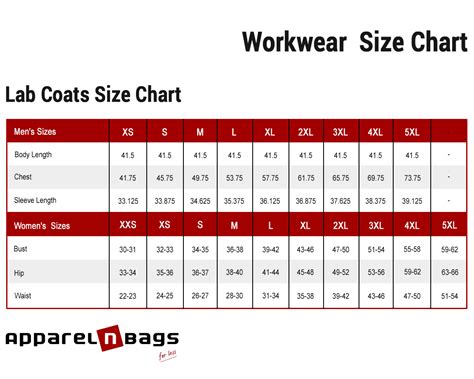 Mens Lab Coat Size Chart