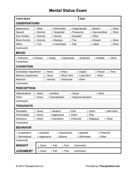Mental Status Exam Template