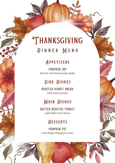 Menu Template Thanksgiving