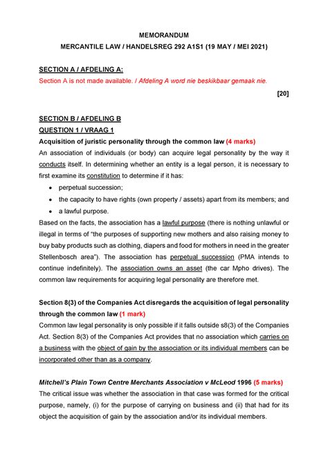 Mercantile Law Grade 12 Memorandum 2008 