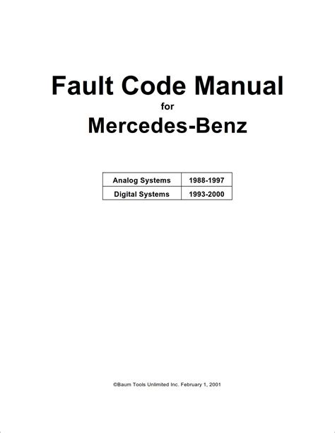 Mercedes Benz Fault Code Manual 1988 2000