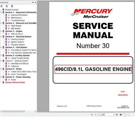 Mercruiser 8 1l Gasoline Marine Engine Full Service Repair Manual 1998 2001