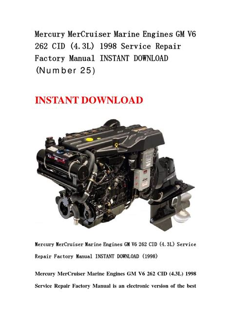 Mercruiser Marine Engine Cm V6 262cid 4 3l Service Workshop Manual Download