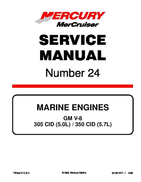 Mercruiser Service Manual 24 1 Engines Gm V8 305 Cid 350 Cid