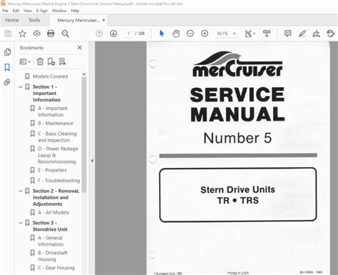 Mercruiser Stern Drive Units Tr Trs 5 Service Manual Searchable Download