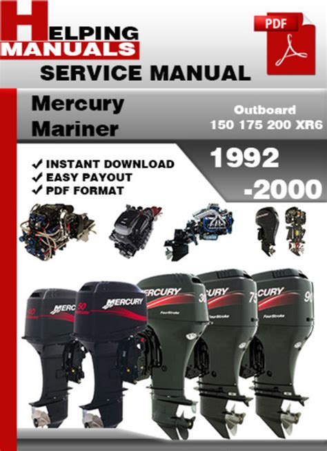 Mercury Mariner Outboard 150hp 200hp 225hp Pro Max Service Repair Manual Download 1992 Onwards