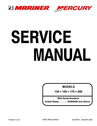 Mercury Mariner Outboard 200hp 200hp Efi Service Repair Manual Download 1992 2000