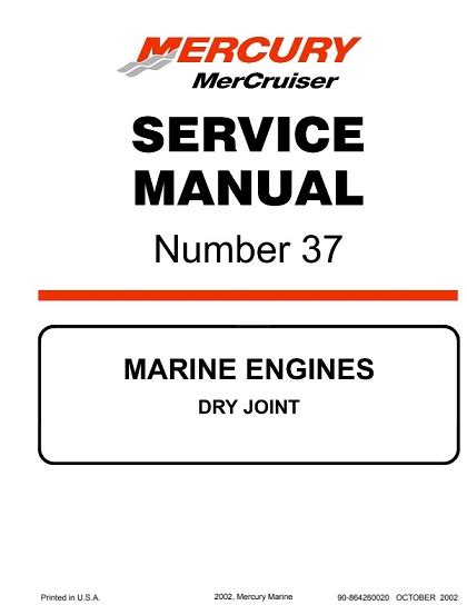 Mercury Mercruiser 37 Marine Engines Dry Joint Workshop Service Repair Manual Download