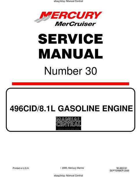 Mercury Mercruiser Marine Engines 30 496 Cid 8 1l Gasoline Engine Service Repair Manual Download