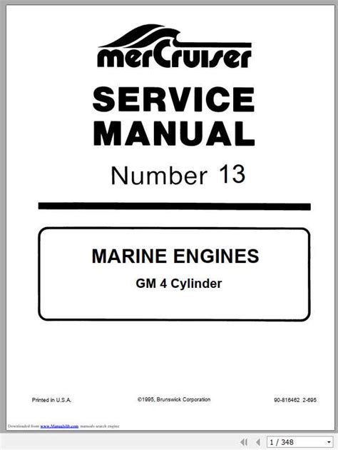 Mercury Mercruiser Marine Engines Number 13 Gm 4 Cylinder Service Repair Workshop Manual Download