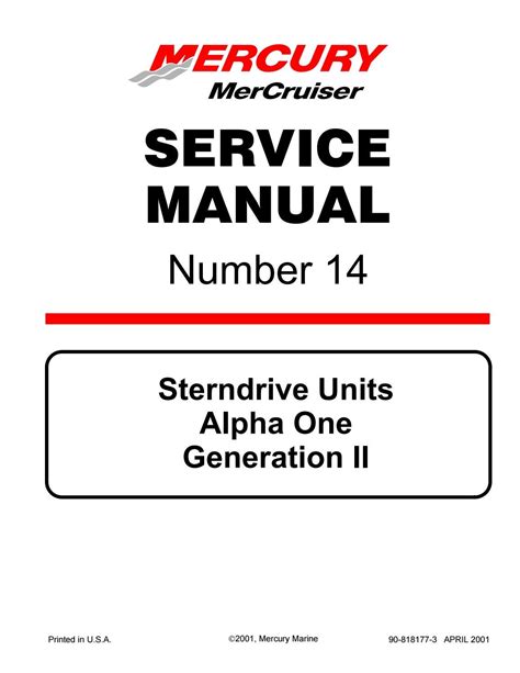 Mercury Mercruiser Sterndrive Units Alpha One Generation U Service Repair Workshop Manual Download