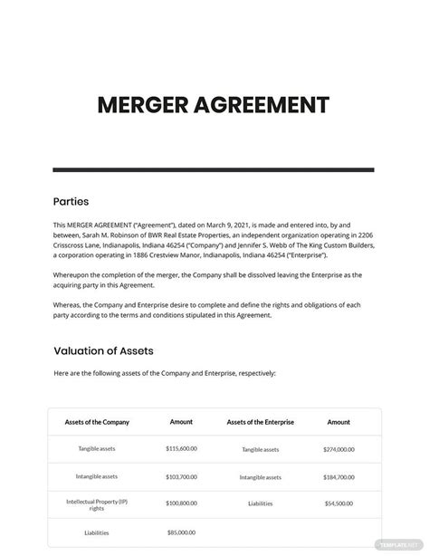 Merger Agreement Template