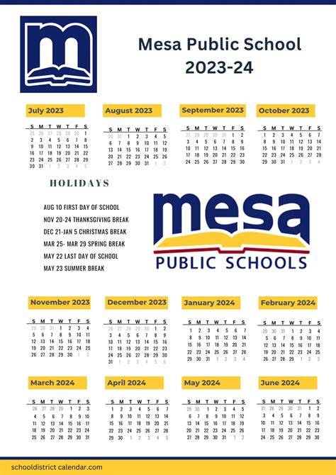 Mesa Public Schools Spring Break 2024 Schedule Printable