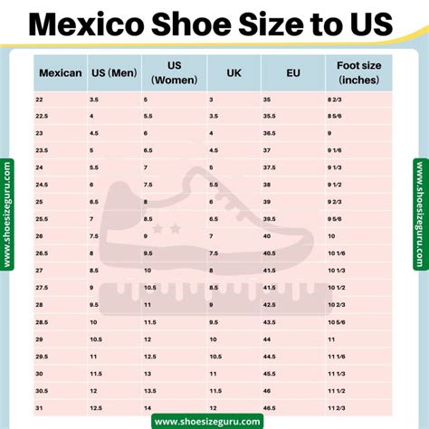 Mexico Boot Size Chart