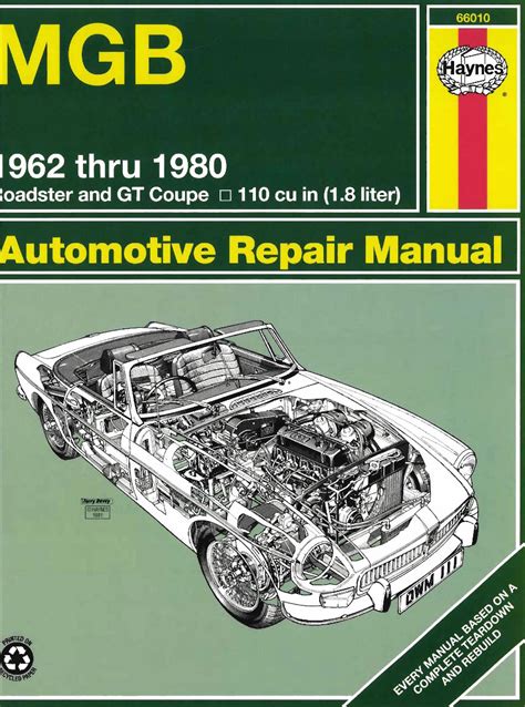 Mg Mgb Gt Workshop Repair Manual 1962 1977