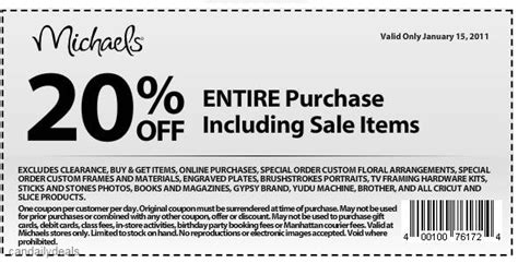 Michaels 20 Off Printable Coupon