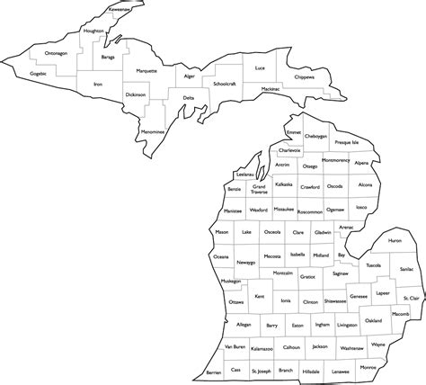 Michigan County Map Printable