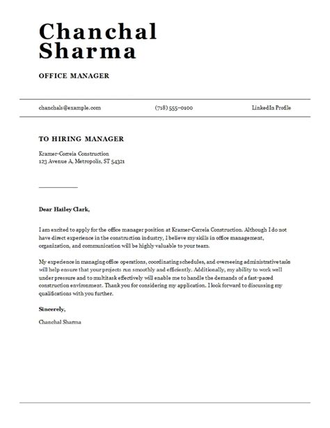 Microsoft Cover Letter Template