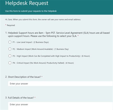 Microsoft Forms Help Desk Template