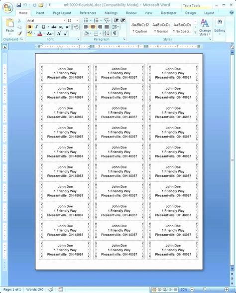Microsoft Word Address Label Template