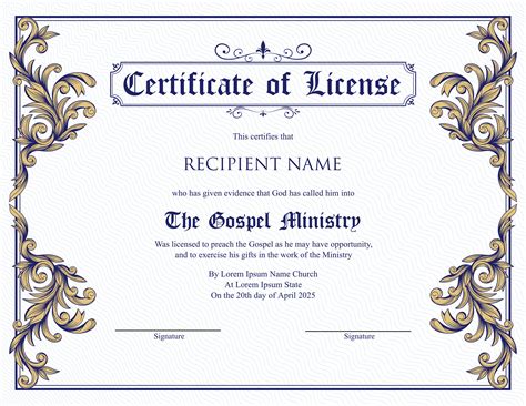 Minister License Certificate Template