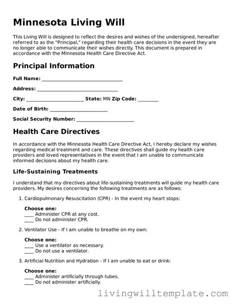 Minnesota Living Will Template