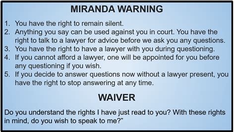 Miranda Rights Card Printable