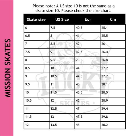Mission Skates Size Chart