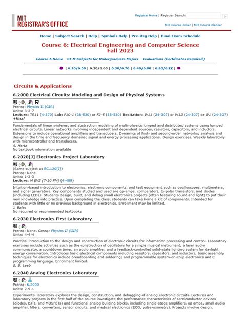Mit Eecs Course Catalog