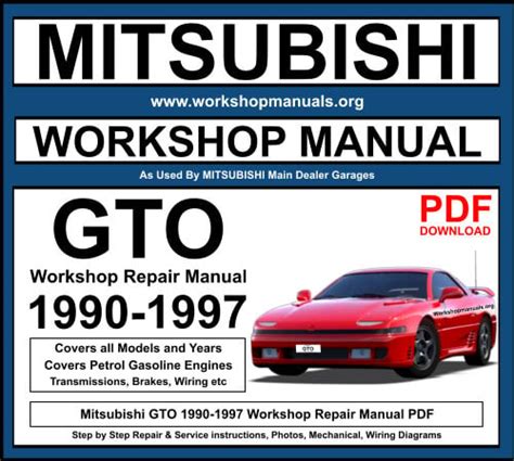 Mitsubishi 3000gt Gto 1990 2001 Workshop Service Manual