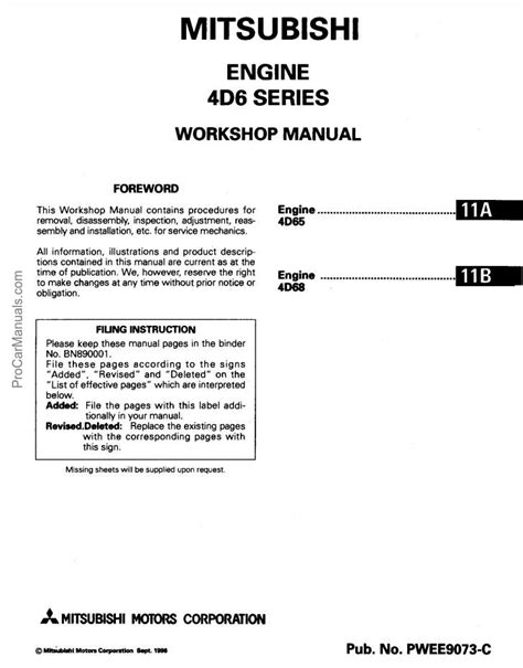 Mitsubishi 4d65 Series Engine Full Service Repair Manual