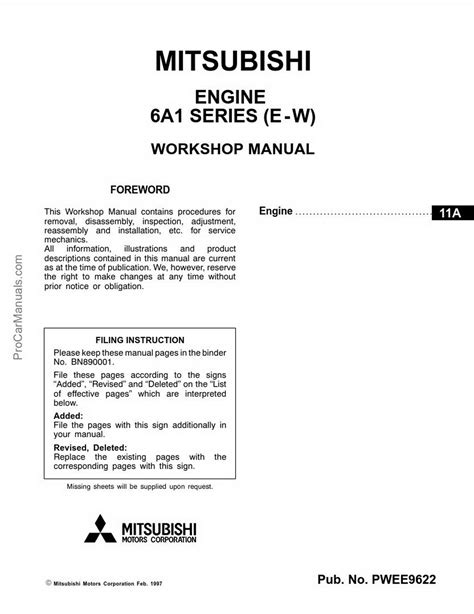 Mitsubishi 6a1 Series Engine Full Service Repair Manual