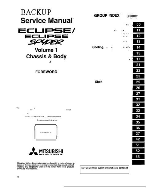 Mitsubishi Eclipse Eclipse Spyder 1997 1998 1999 Service Repair Workshop Manual