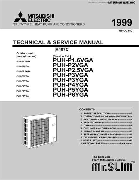 Mitsubishi Electric Mr Slim User Manual