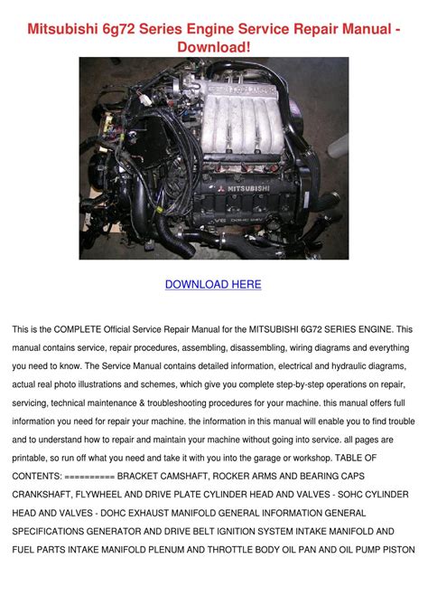 Mitsubishi Engine 6g72 Service Repair Manual