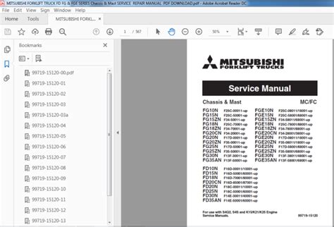 Mitsubishi Fd Fg Fge Series Forklift Truck Full Service Repair Manual