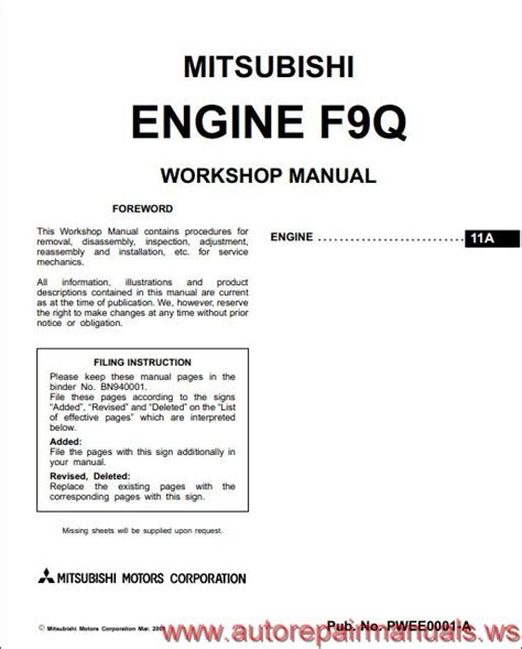 Mitsubishi Fq9 Series Engine Full Service Repair Manual