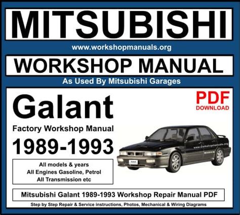 Mitsubishi Galant 1989 1993 Workshop Service Repair Manual