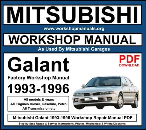 Mitsubishi Galant 1993 1996 Workshop Service Manual