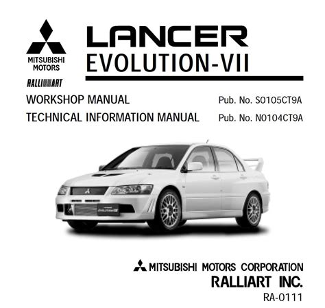 Mitsubishi Lancer Evolution 7 Evo Service Repair Manual