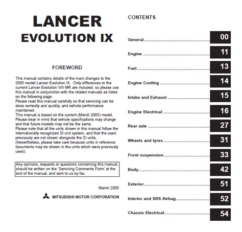 Mitsubishi Lancer Evolution 9 2005 Factory Service Repair Manual