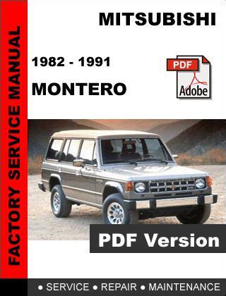 Mitsubishi Montero 1982 1991 Workshop Service Repair Manual