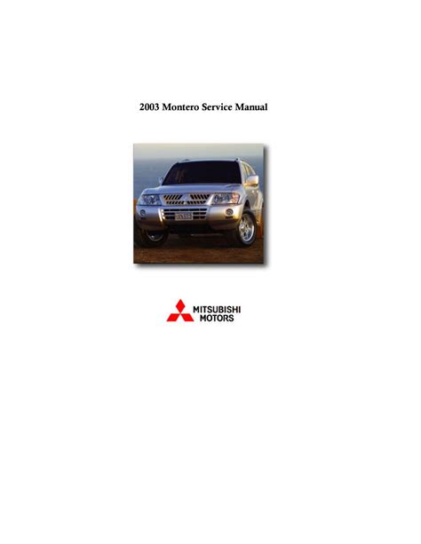Mitsubishi Montero Service Repair Manual 2003