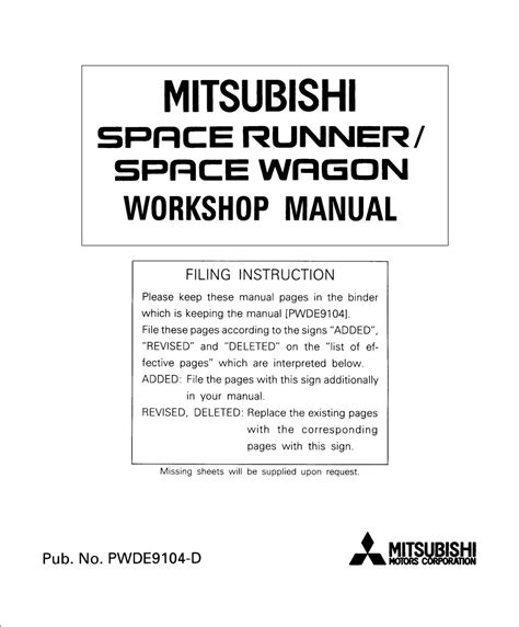 Mitsubishi Space Wagon Space Runner Full Service Repair Manual 1991 2002